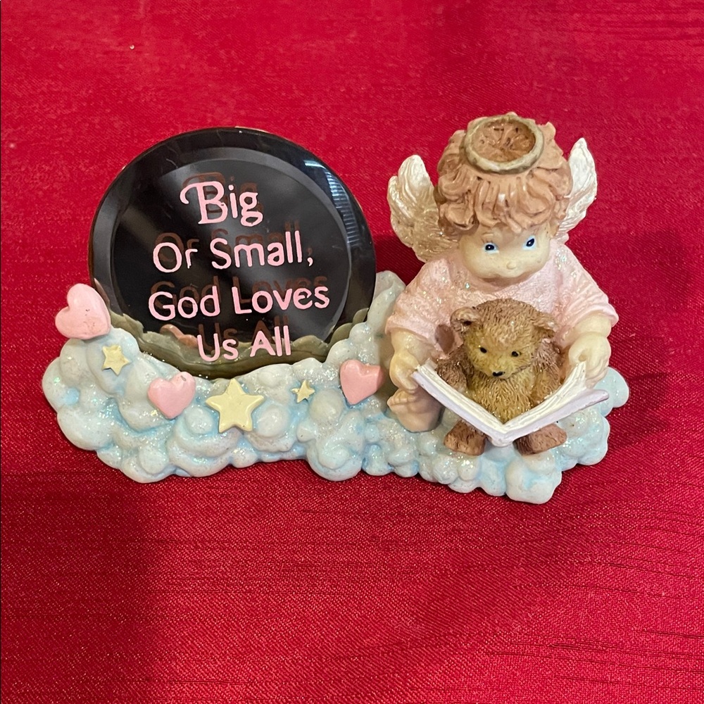 Angel Figurine with Bear and Inspirational Message